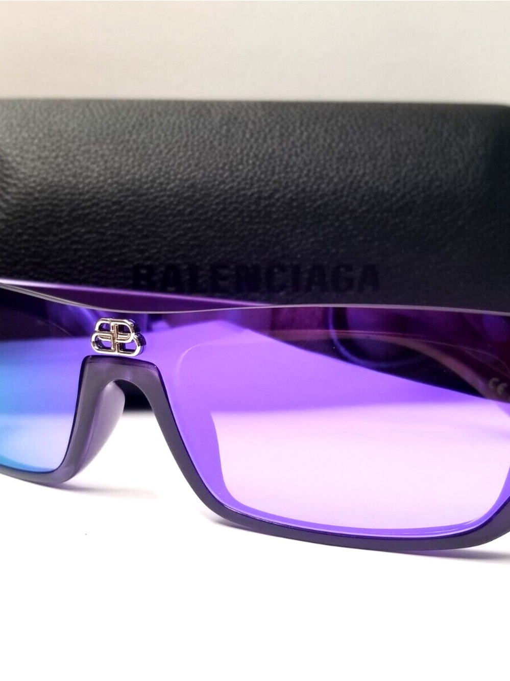 Balenciaga Women’s Purple Mirrored Shield Sunglasses